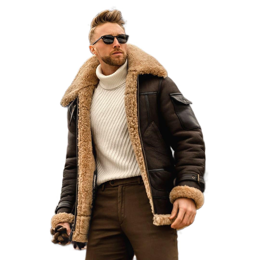 SPORTMAX スポーツマックス ラムレザームートンジャケット L 黒 ムートンジャケット メンズ レザージャケット ラム革 B-3